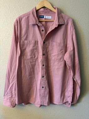 Old Navy Dusty Pink Button-Front Utility Shirt 100% Cotton XL